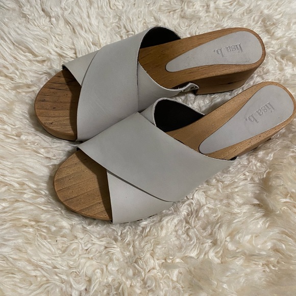 Lisa B natural wood and leather mule size 40 - Picture 2 of 5